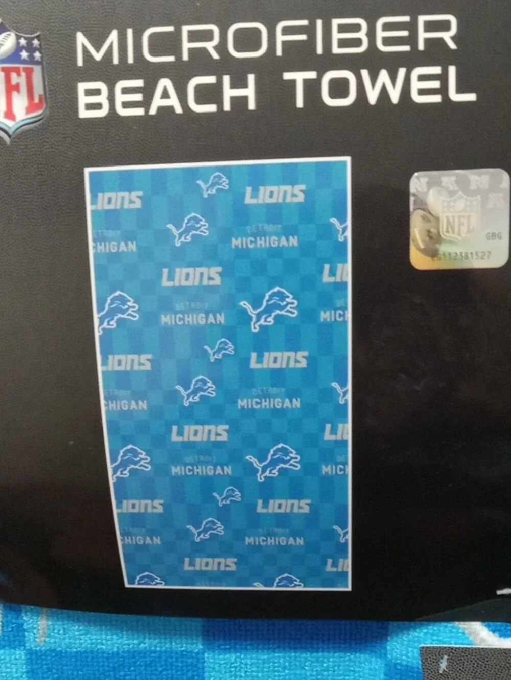 NFL Detroit Lions Turquoise and Light Blue Microfiber Beach Towel